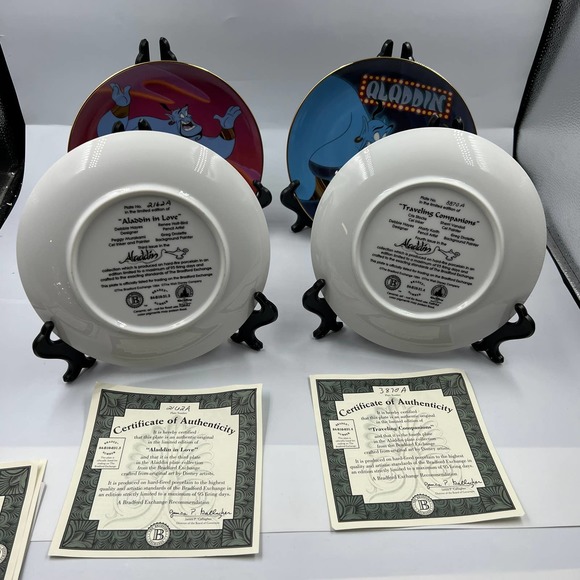 Bradford Exchange Porcelain Collector Plates 1-4 Disney Aladdin Jasmine Genie - Picture 3 of 12